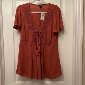 Torrid Chic Rust Lace-Detail Blouse